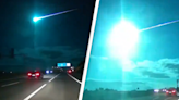 Incredible footage shows moment blue meteor lights up entire sky