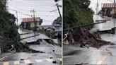 Rua desmorona em Gramado após fortes chuvas no RS; prefeito pede que moradores saiam de casa