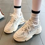 【36-43全尺碼】輕量休閒鞋．MIT經典皮革拼接透氣網布厚底球鞋．白鳥麗子