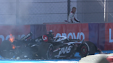 Kevin Magnussen’s car catches fire after high-speed crash in Mexico