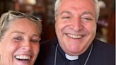 Sharon Stone visits Rome church with her 'dear friend Padre Guilio'