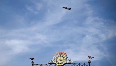 The roar of Fleet Week jets in Baltimore caused a few pauses in play at the Orioles-Phillies game