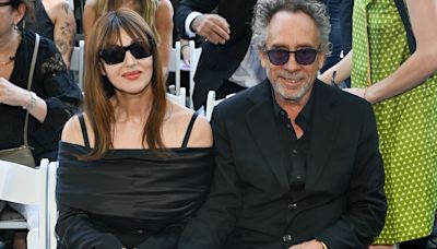 Tim Burton and Monica Bellucci hold hands at Hollywood Walk Of Fame