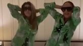 Jennifer Lopez and Pal Loren Ridinger Don Matching Pajamas for Fun Bedroom Dance Video