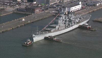 Battleship New Jersey begins trip home to Camden after historic dry-dock in Philadelphia