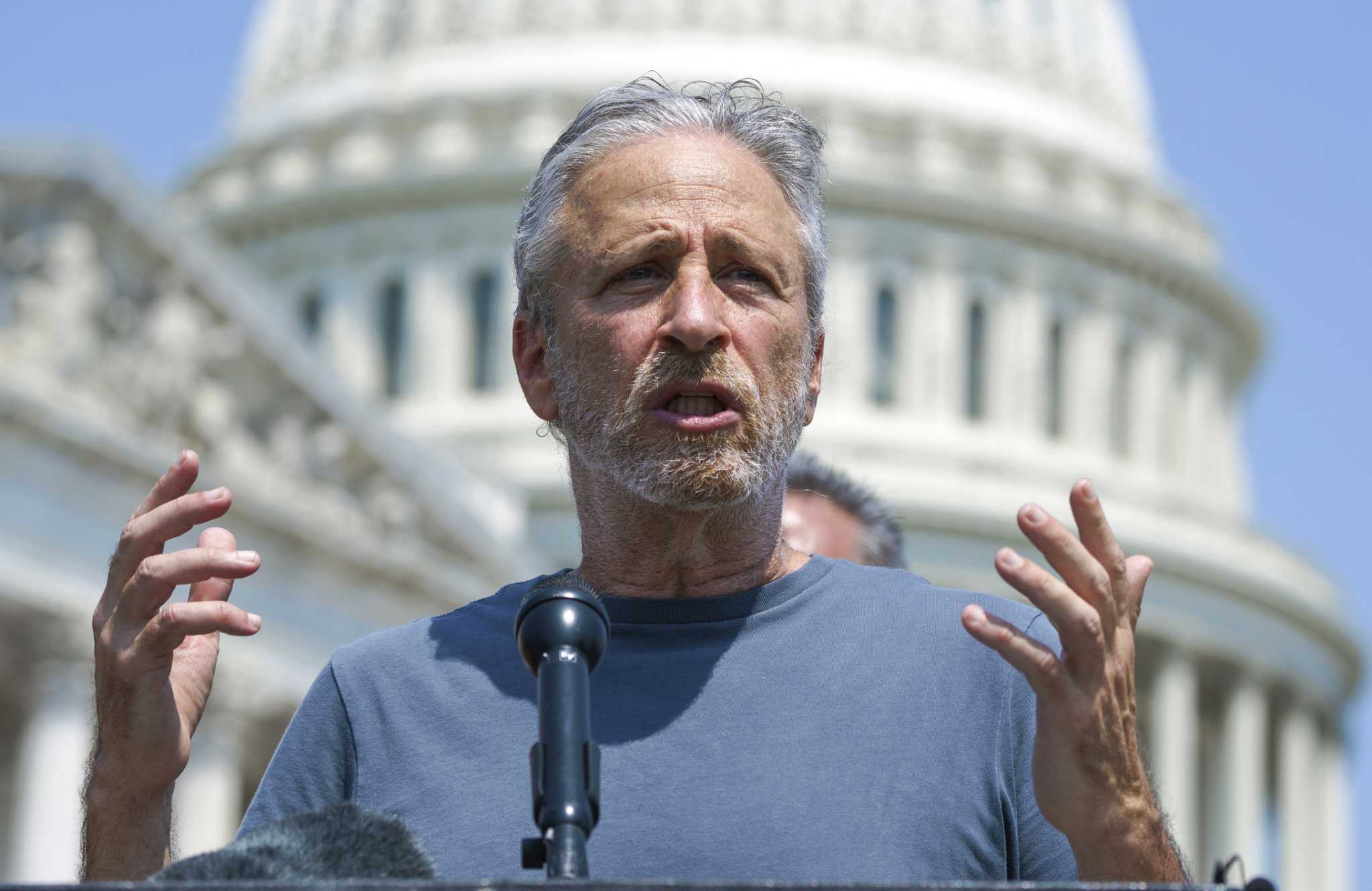 Jon Stewart pushes VA to help veterans sickened after post-9/11 exposure to uranium