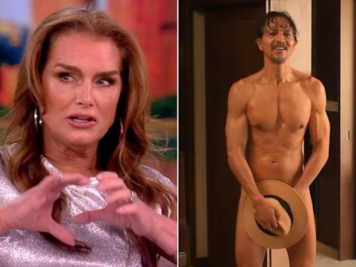 Brooke Shields surprised nearly nude Benjamin Bratt by dropping her dress so he didn't feel alone on movie set