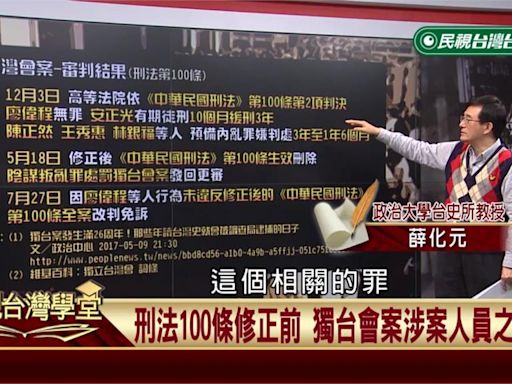 獨台會案影響「戡亂條例」與「刑法１００條」廢止