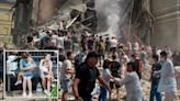 People form human chain to rescue children from rubble of destroyed hospital