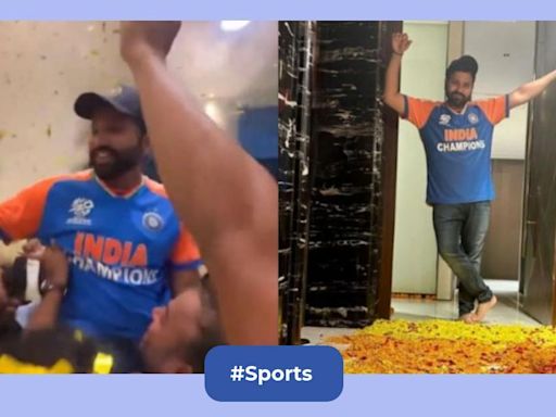 Rohit Sharma receives hero's welcome from childhood friends after T20 WC victory celebrations in Mumbai