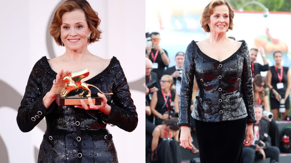 Sigourney Weaver Glitters in Sparkling Chanel Look for 2024 Venice Film Festival Red Carpet, Receives the Golden Lion for ...