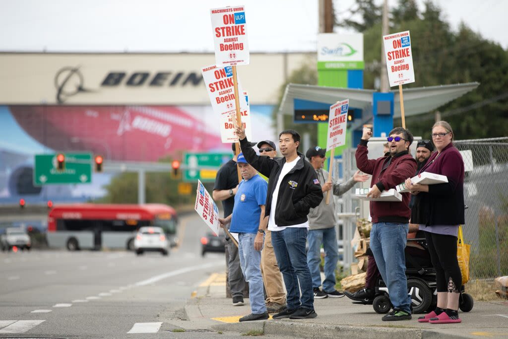 ‘We want what’s fair’: Boeing workers on strike in Washington take to the picket lines