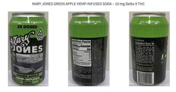 California Department of Public Health Warns Consumers Not to Drink Illegal Mary Jones Hemp-Infused Sodas - Sodas Are...