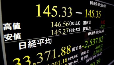 Japan's Nikkei 225 index plunges 12.4% as world markets tremble over risks to the US economy
