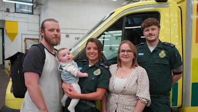 Mum and baby reunited with life-saving paramedics