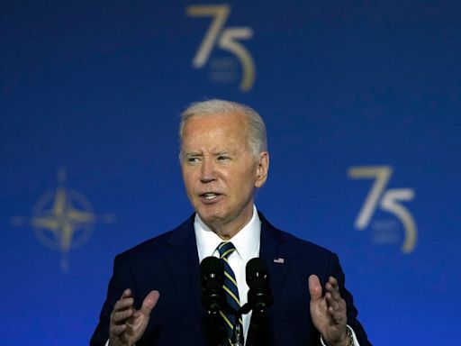 Joe Biden seeks to quell domestic fears over his fitness for office with NATO address to global leaders