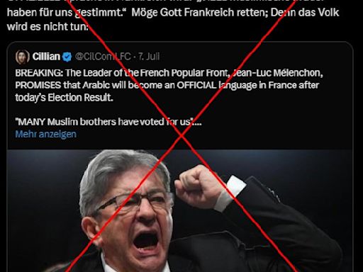 Mélenchon von der Neuen Volksfront hat nicht versprochen, Arabisch als Amtssprache in Frankreich einzuführen