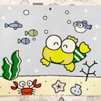 【震撼精品百貨】KeroKeroKeroppi 大眼蛙~Sanrio 大眼蛙青蛙雙面卡片-游泳藍/落葉咖啡#43725