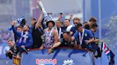 Ipswich take aim at Sky Sports pundit and Leeds during promotion parade