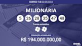 Acumulou! Confira as dezenas sorteadas na + Milionária 148; prêmio pode chegar a R$ 194 milhões