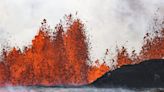 An Iceland volcano starts erupting again, spewing lava into the sky
