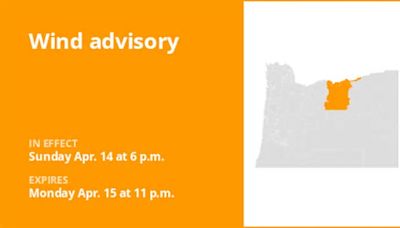 Wind advisory for Eastern Columbia River Gorge of Oregon and North Central Oregon until Monday night