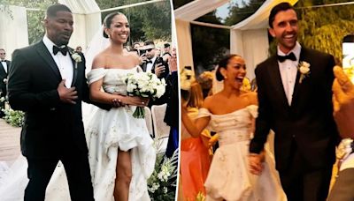 Jamie Foxx walks daughter Corinne down the aisle during her wedding to Joe Hooten