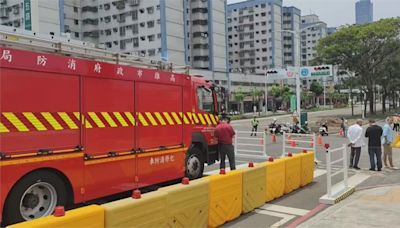 鄰近金鞏橋路面突凹陷 機車騎士自摔釀追撞