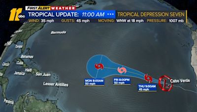 New tropical depression forms in the Atlantic Ocean