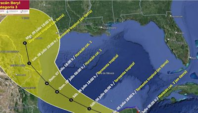 Beryl sigue como huracán categoría 3 en su camino a Tulum