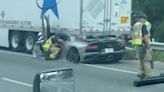 Rented Lamborghini Aventador Smushed Under Semi-Truck in Ugly Rear-End Crash