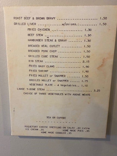 Collection of vintage menus show what prices were like back in the day in Fort Myers, Naples