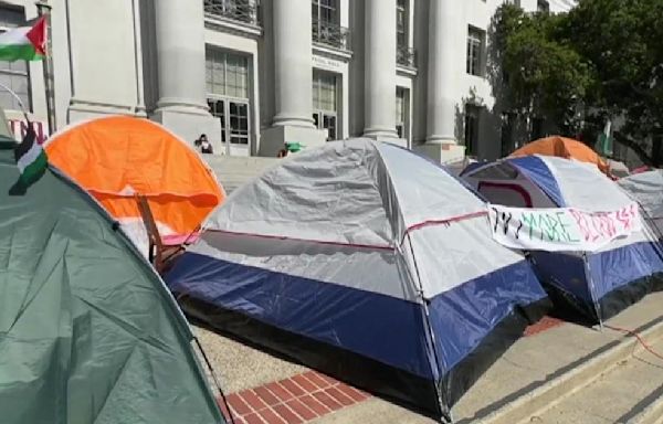 Pro-Palestinian demonstrators at UC Berkeley demand action from university