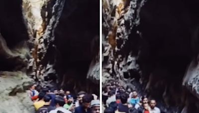 Watch: Tourists Overcrowd Dehradun's Iconic Spot Gucchupani Cave - News18