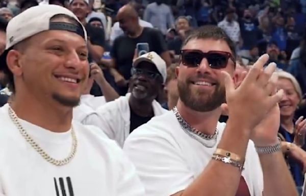 Mavericks Fans Boo Travis Kelce Before Giving Patrick Mahomes a Warm Welcome