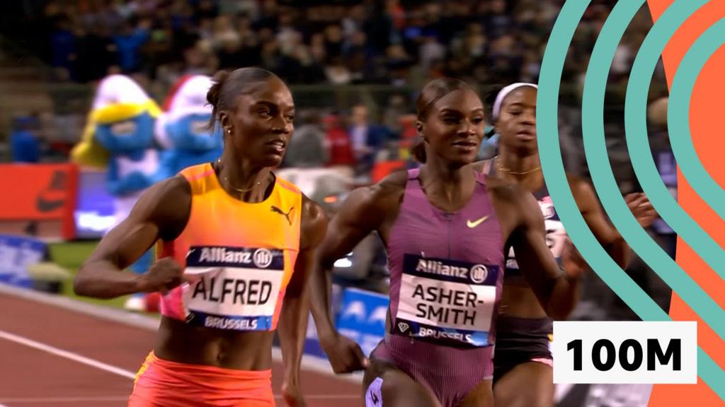 Dina Asher-Smith finishes second behind Alfred