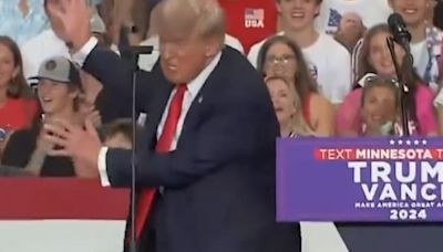 Trump delights crowd with comical Biden impressions at rally