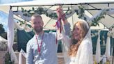 Couple tie knot at 'magical' Glastonbury Festival