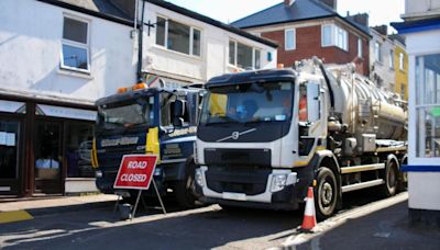 Sinkhole appears in Exmouth after leak to water main