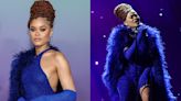 Andra Day Performs at NAACP Image Awards 2024 in Bold Blue Naeem Khan Dress With Feathered Cape