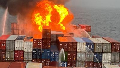 Massive fire on cargo container ship off Goa coast; fire-fighting ops on