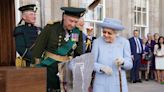 The Queen jokes with Duke of Buccleuch at Reddendo parade in Scotland