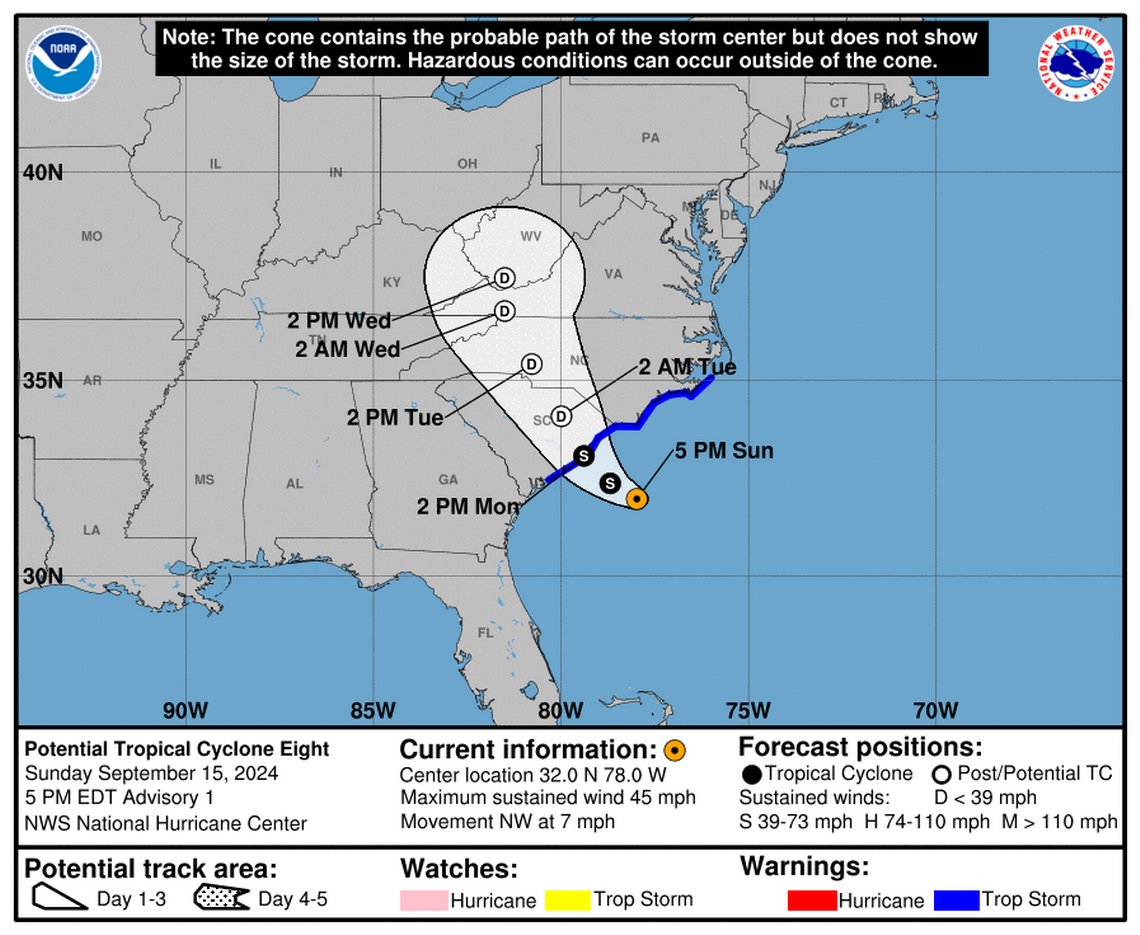 The Potential Tropical Cyclone: Sunday, Sep 15 development update from the National Hurricane Center