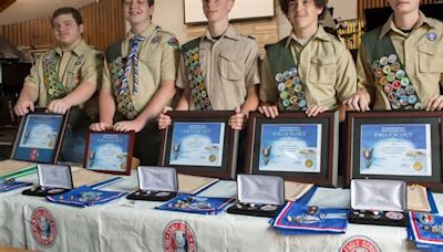 In rare event, 5 boys from 1 Scouts BSA troop in Nitro honored together