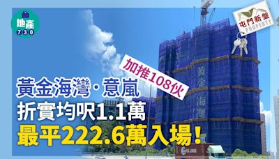 黃金海灣．意嵐加推108伙 最平222.6萬入場 折實均呎1.1萬｜屯門新盤