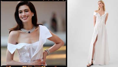 PSA: You can now buy Anne Hathaway’s GAP corset shirt dress