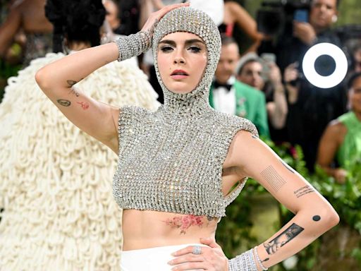 Cara Delevingne Goes Undercover in Bejeweled Chainmail Top (with a Full Hood!) at 2024 Met Gala