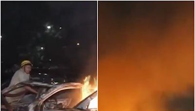 Delhi Fire: 16 Cars Gutted In Madhu Vihar Parking Lot; 5 Shops Razed In Chandni Chowk Inferno | Video