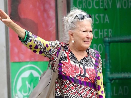 Bette Midler, 78, dons multi-patterned top with Capri jeans in NYC