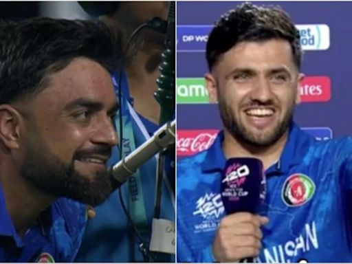 Rashid Khan told to 'shut up' by Fazalhaq Farooqi in hilarious post-match chat as AFG captain gatecrashes interview